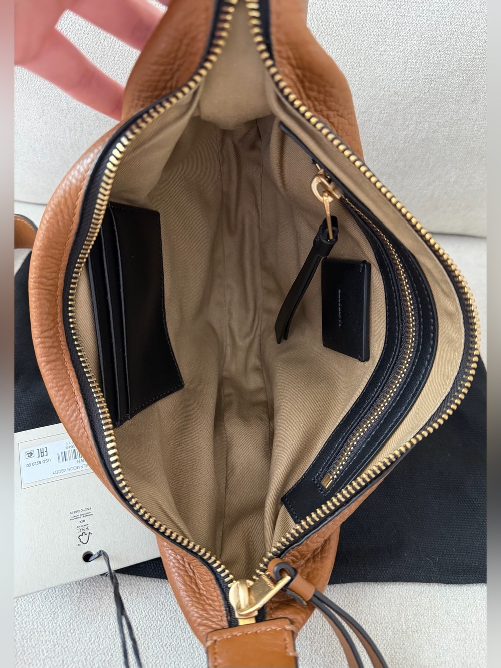 All Saints Half Moon Leather Crossbody - Sepia Brown - Picture 9 of 13